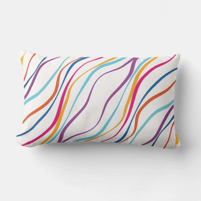 Rectangle Motif moderne couleur Waves Lumbar Coussin (Recto)