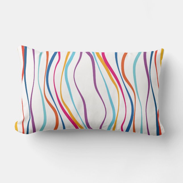 Rectangle Motif moderne couleur Waves Lumbar Coussin (Recto)