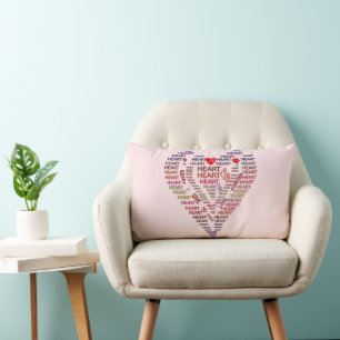 Rectangle Mots du Coussin Heart Lumbar