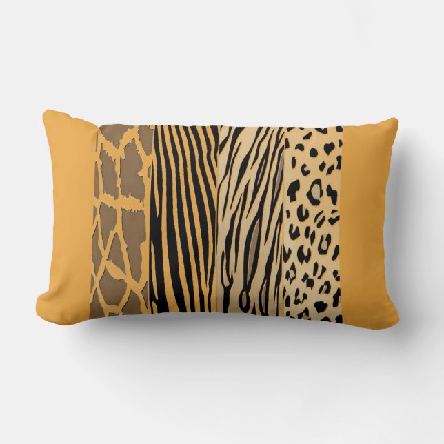 Rectangle Mustard Animal imprimé Zebra Striped Coussin (Recto)