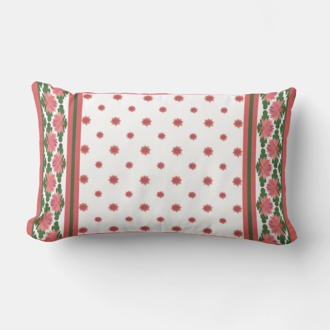 Rectangle Nappes d'eau rose sur Coussin Lumbar blanc, Cushio (Recto)
