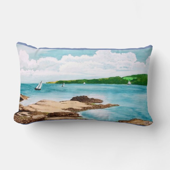 Rectangle Navigation sur le coussin de peinture de rivière (Recto)