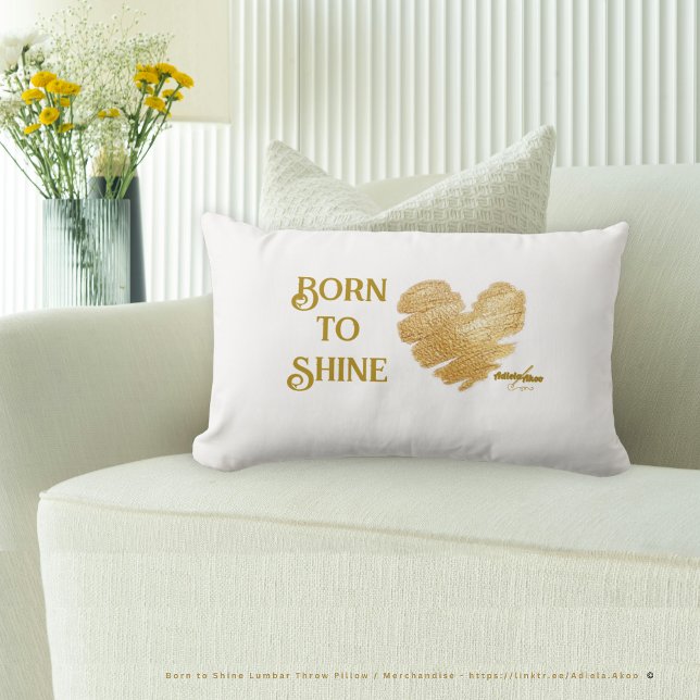 Rectangle Né pour briller Coussin jetable blanc (Born to Shine Pillow designd by Poet Adiela Akoo. Pair it with the pretty pouf, drawer knobs & more!)