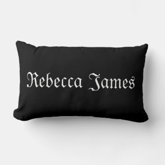 Rectangle Nom personnalisé Coussin noir et blanc