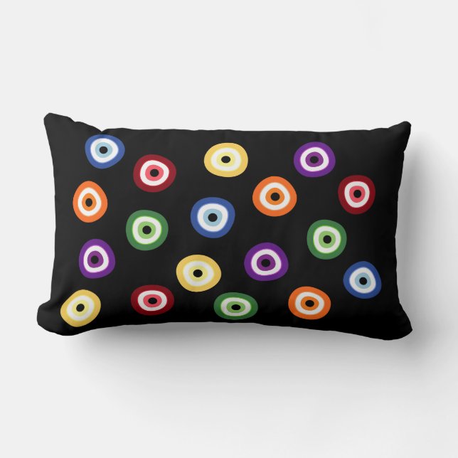 Rectangle Oeil mal dans les couleurs arc-en-ciel Coussin noi (Recto)