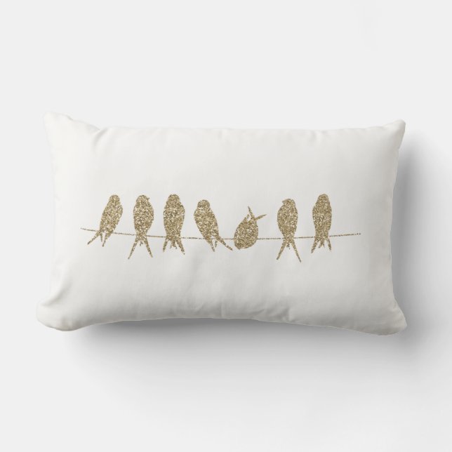 Rectangle Oiseaux d'or sur un coussin lombaire de carreau de (Recto)