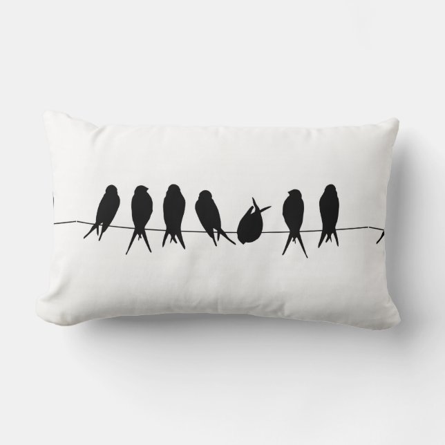Rectangle Oiseaux sur un coussin noir et blanc de fil de (Recto)