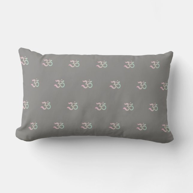 Rectangle Om symbole motif Sanskrit Zen pastel gris coussin (Recto)