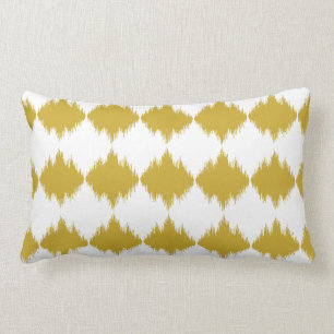 Rectangle Or chic moderne et coussin blanc d'ikat