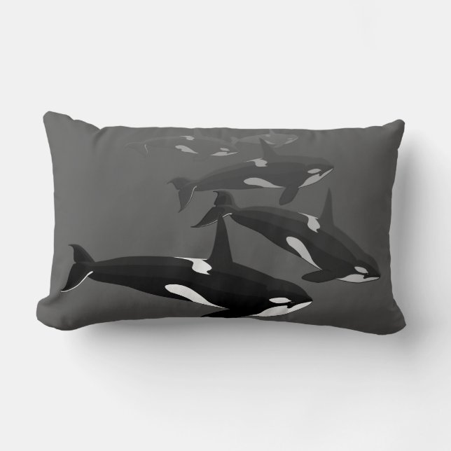 Rectangle Orca Baleine Coussin Tueur Baleine Art Jeter Oreil (Recto)