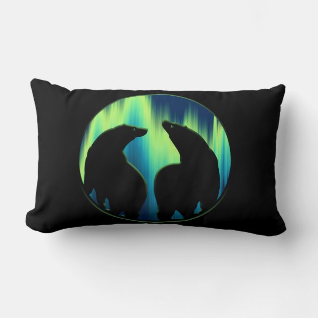 Rectangle Ours Art Coussin aurores boréales Ours Coussin (Recto)