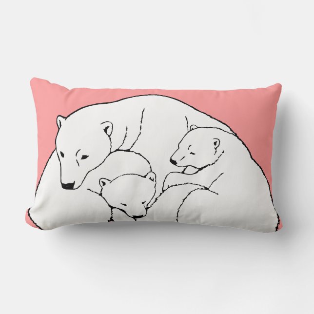 Rectangle Ours polaire Art Coussin Mère w. Coussin bébé ours (Recto)