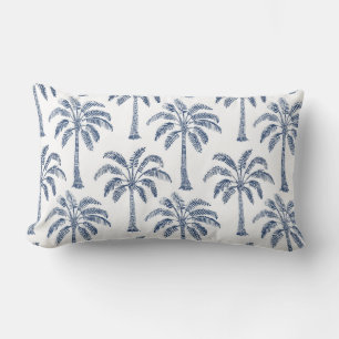 Rectangle Palmiers bleu blanc Lumbar Coussin