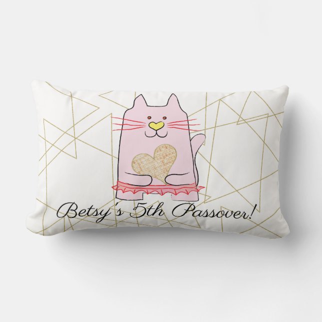 Rectangle Pâque 13/21" Coussin Chat rose Ballerina (Recto)