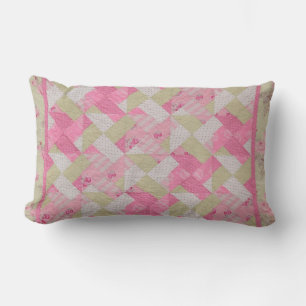 Rectangle Pastel Colours Quilt Motif Lumbar Coussin
