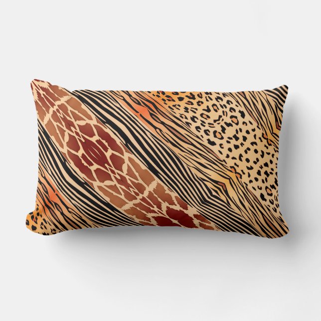 Rectangle Patchwork animal rustique Zebra Stripe Coussin (Recto)