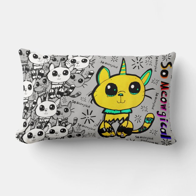 Rectangle Pensez à l'olive ・ So Meowgical Chat Coussin par T (Recto)
