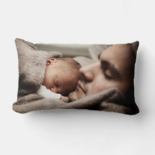 Rectangle Père et bébé se reposant ensemble Lumbar Coussin