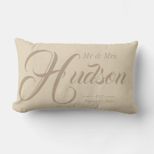 Rectangle Personnalisé M. & Mme Neutral Mariage Coussin