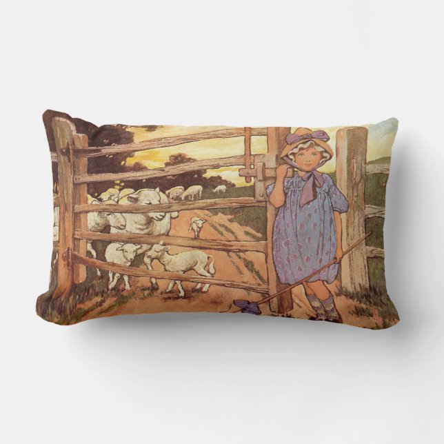Rectangle Petit Bo Peep Nursery Rhyme Lumbar Coussin (Recto)