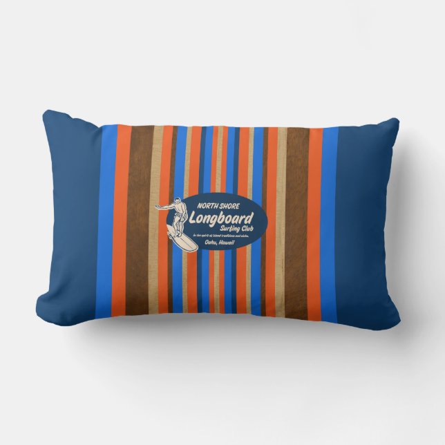 Rectangle Pipeline Hawaii Surboard Coussin Lumbar réversible (Recto)