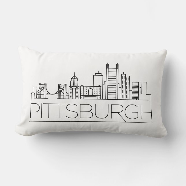 Rectangle Pittsburgh, Pennsylvanie Skyline Lumbar Coussin (Recto)