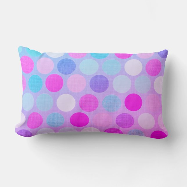 Rectangle Polka-dots colorés Lumbar Coussin (Recto)