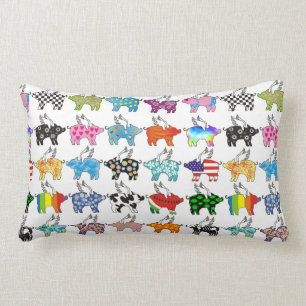 Rectangle Porcs tous de vol dans un coussin de rangée