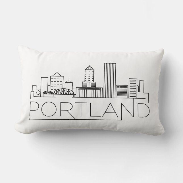 Rectangle Portland, Oregon Skyline Coussin Lumbar (Recto)