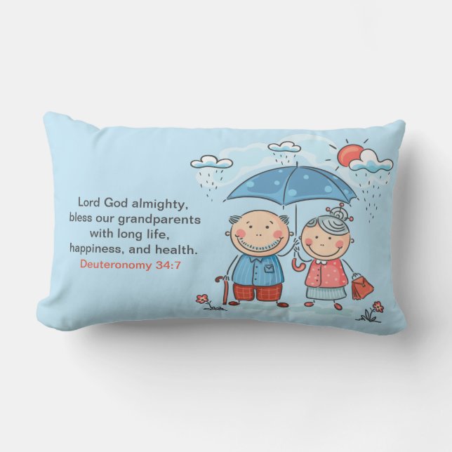 Rectangle Prière pour grands-parents - Lumbar Coussin 13" x  (Recto)