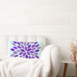Rectangle Purple et Aqua Starburst Moderne Coussin de fleurs