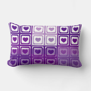 Rectangle Purple Hearts Retro Art Déco Coussin