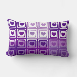 Rectangle Purple Hearts Retro Art Déco Coussin