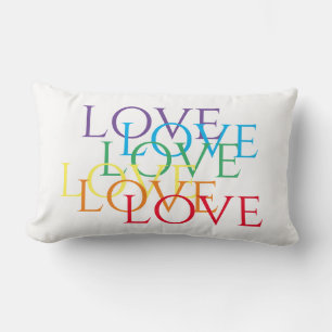 Rectangle RAINBOW LOVE Lumbar Coussin