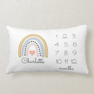 Rectangle Rainbow Milestone Nursery Lumbar Coussin