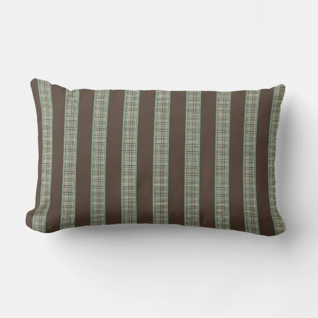 Rectangle Rayures Brown et coussin vert de bois de charpente (Recto)