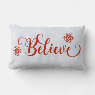 Rectangle Red Snowflake Croire Coussin