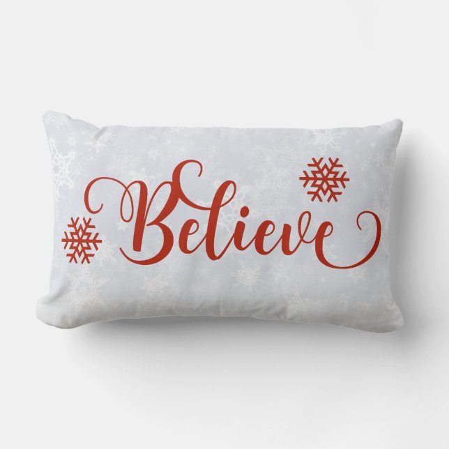 Rectangle Red Snowflake Croire Coussin (Recto)