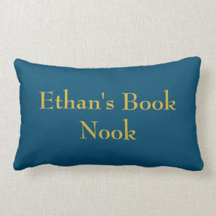 Rectangle Réserver un coussin de coin, bleu & or, personnal