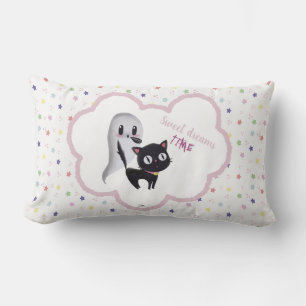 Rectangle Rêves doux Halloween Chat et étoiles Coussin