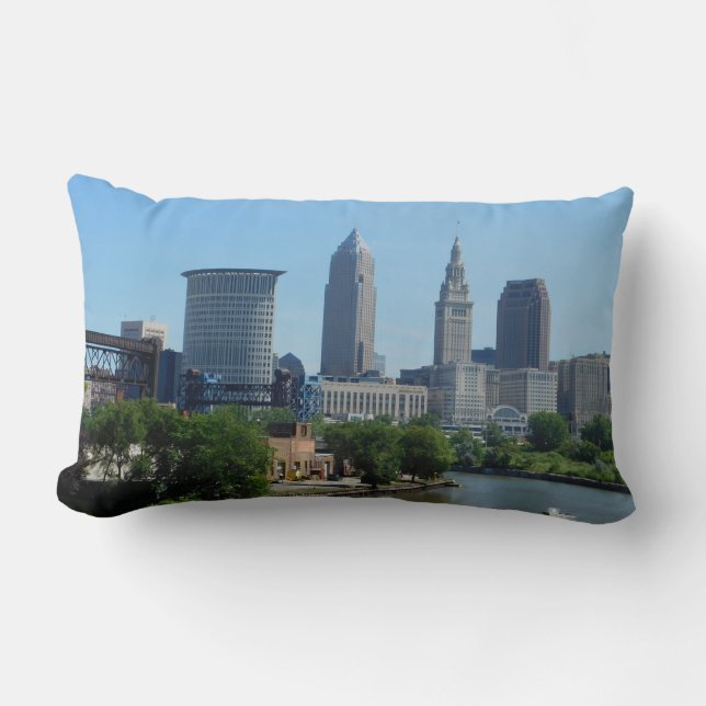 Rectangle River View Cleveland Ohio Coussin (Recto)