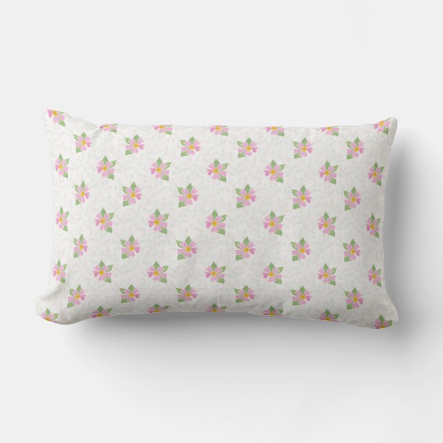 Rectangle Rose de chien rose chic sur Coussin Lumbar blanc t (Recto)