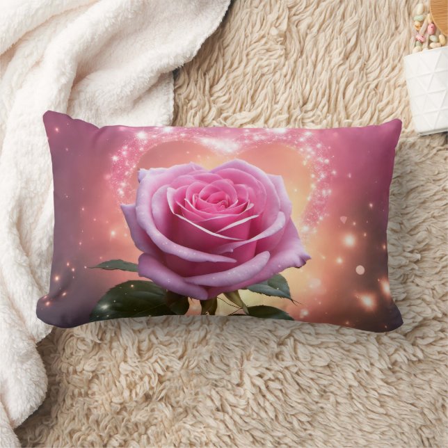 Rectangle Rose rose - Coussin Lumbar 13" x 21" (Couverture)