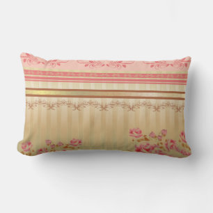 RECTANGLE ROSES SUR OR ~ COUSSIN