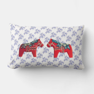 Rectangle Rouge, Bleu Blanc et Dala Trop Coussin
