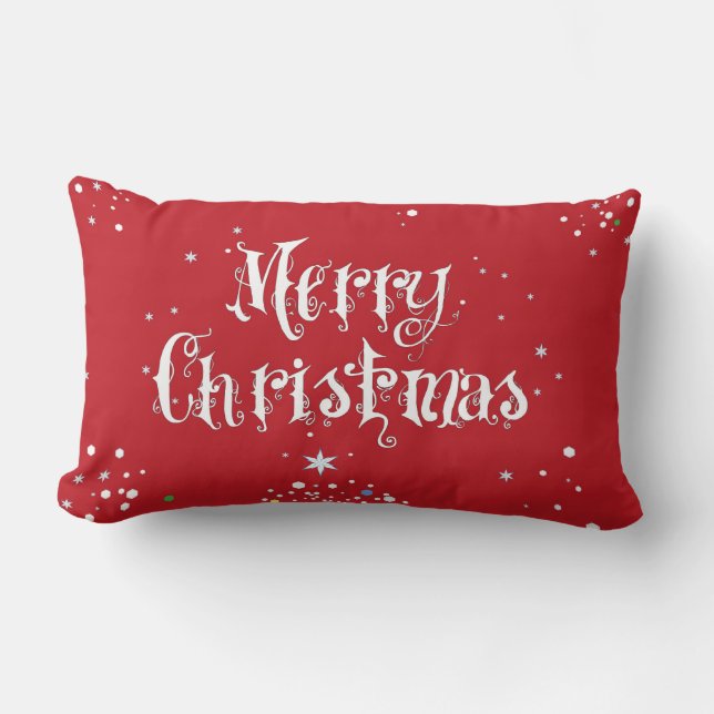 Rectangle Rouge de coussin d'arbre de Joyeux Noël (Recto)
