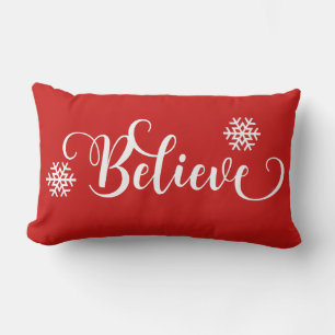 Rectangle Rouge et blanc Croire Coussin de Noël