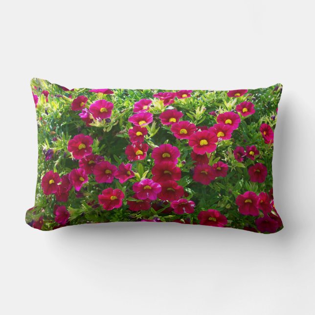 Rectangle Rouge/jaune Floral Américain MoJo Coussin (Recto)