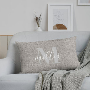 Rectangle Rustique Monogramme Nom de famille Lumbar Coussin
