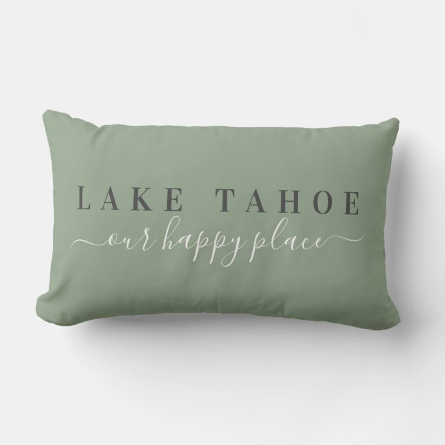 Rectangle Sage Lake Tahoe Happy Place Lumbar Coussin (Recto)